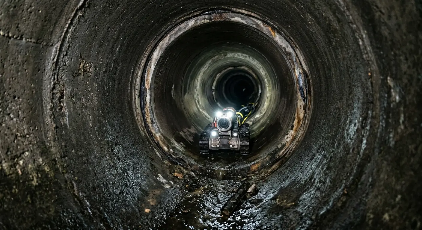 Robotic sewer camera inspecting pipe interior for Drain Snake Service in Linda